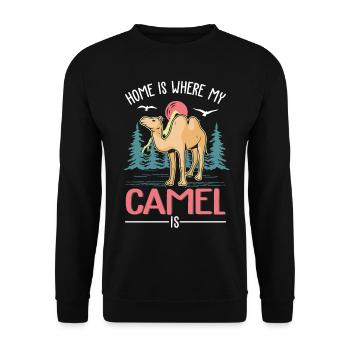 Home is where my camel is Egypt dromedary - Unisex Sweatshirt - black - Front - Alina (178cm) & Michal (187cm)
