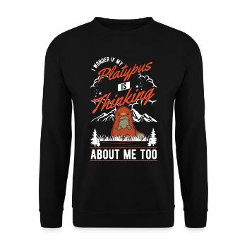 Platypus Saying Platypus - Unisex Sweatshirt - black - Front - Alina (178cm) & Michal (187cm)