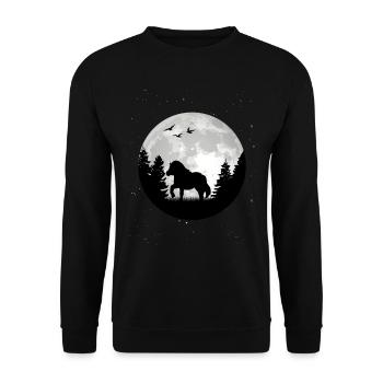 Shetland Pony Mond - Unisex Pullover - Schwarz - Vorne - Alina (178cm) & Michal (187cm)