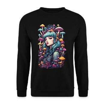 Festival des champignons Psy Trance Goa E-Girl Design - Sweat-shirt Unisexe - noir - Devant - Alina (178cm) & Michal (187cm)