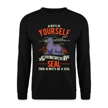 Cadeau de phoque Lion de mer Lion de mer de phoque - Sweat-shirt Unisexe - noir - Devant - Alina (178cm) & Michal (187cm)