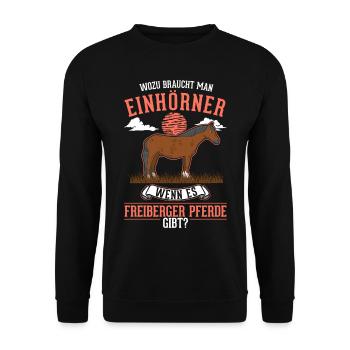 Freiberg cheval licorne - Sweat-shirt Unisexe - noir - Devant - Alina (178cm) & Michal (187cm)