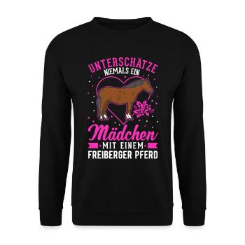 Freiberger Fille à cheval - Sweat-shirt Unisexe - noir - Devant - Alina (178cm) & Michal (187cm)