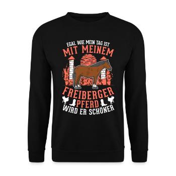 Freiberger Pferd - Unisex Pullover - Schwarz - Vorne - Alina (178cm) & Michal (187cm)