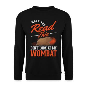 Australischer Wombat Geschenk - Unisex Pullover - Schwarz - Vorne - Alina (178cm) & Michal (187cm)