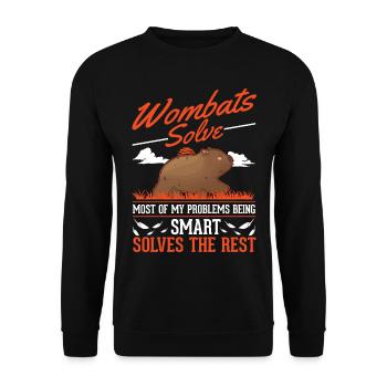 Australischer Wombat - Unisex Pullover - Schwarz - Vorne - Alina (178cm) & Michal (187cm)