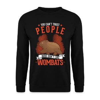 Australischer Wombat - Unisex Pullover - Schwarz - Vorne - Alina (178cm) & Michal (187cm)