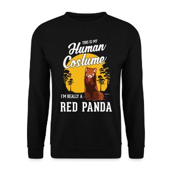 Roter Panda Geschenk Red Panda - Unisex Pullover - Schwarz - Vorne - Alina (178cm) & Michal (187cm)