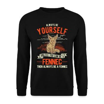 Always be yourses Fennec Wüstenfuchs Fennek - Unisex Pullover - Schwarz - Vorne - Alina (178cm) & Michal (187cm)