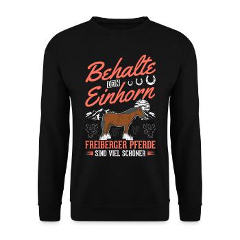 Freiberger Pferd Einhorn - Unisex Pullover - Schwarz - Vorne - Alina (178cm) & Michal (187cm)
