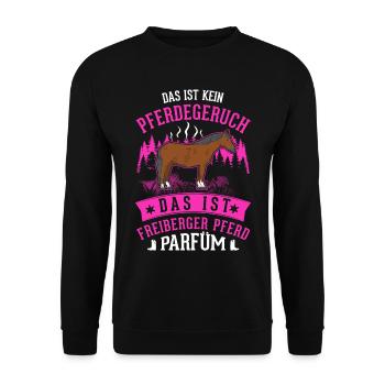 Freiberger Pferd Parfüm - Unisex Pullover - Schwarz - Vorne - Alina (178cm) & Michal (187cm)