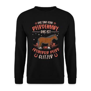 Freiberger Pferd Glitzer - Unisex Pullover - Schwarz - Vorne - Alina (178cm) & Michal (187cm)