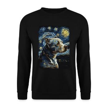 Pitbull dog starry night - Unisex Sweatshirt - black - Front - Alina (178cm) & Michal (187cm)