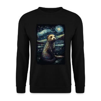Otter Starry Night Sternennacht - Unisex Pullover - Schwarz - Vorne - Alina (178cm) & Michal (187cm)