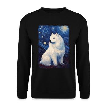 Samoyed Starry Night - Unisex Sweatshirt - black - Front - Alina (178cm) & Michal (187cm)