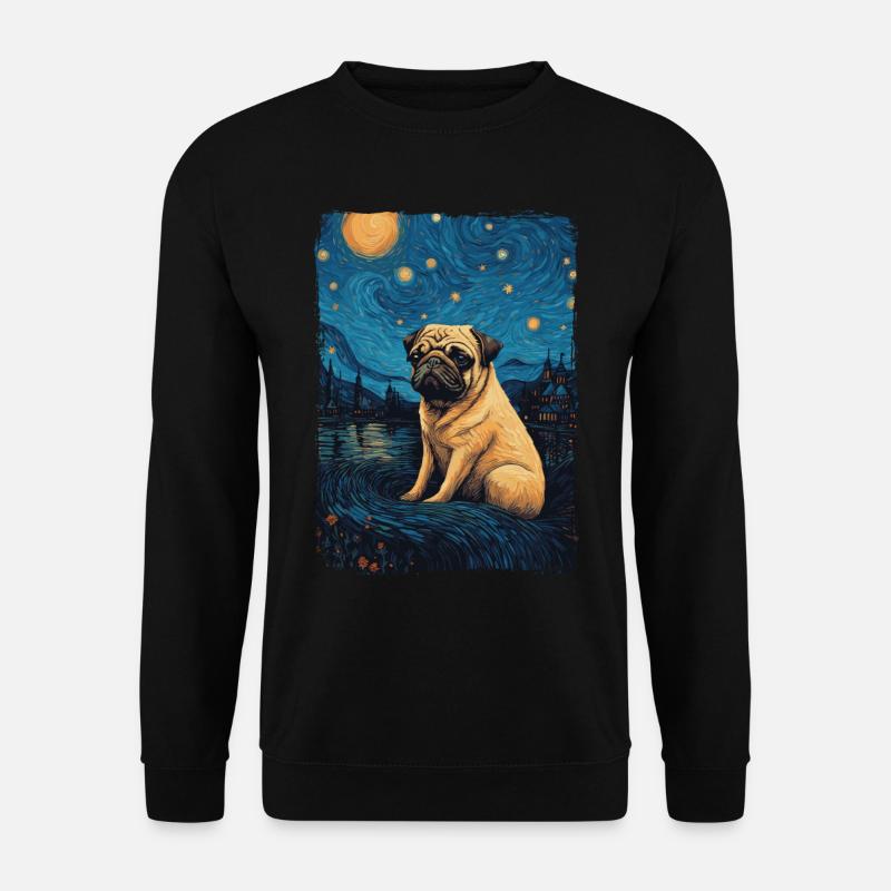 Mops Starry Night - Unisex Pullover - Schwarz
