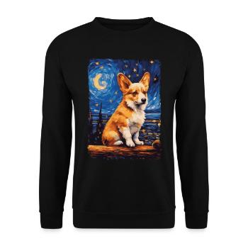 Corgi Starry Night - Unisex Pullover - Schwarz - Vorne - Alina (178cm) & Michal (187cm)