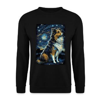 Shetland Shepherd Starry Night - Unisex Sweatshirt - black - Front - Alina (178cm) & Michal (187cm)
