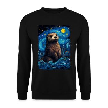 Otter Starry Night - Unisex Pullover - Schwarz - Vorne - Alina (178cm) & Michal (187cm)
