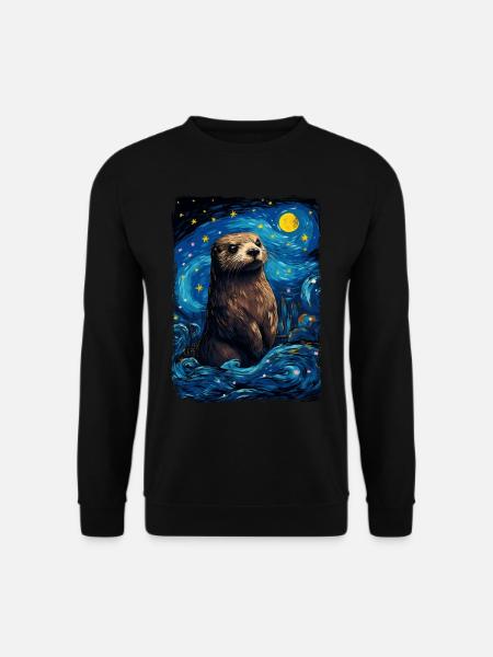 Otter Starry Night - Unisex Pullover - Schwarz