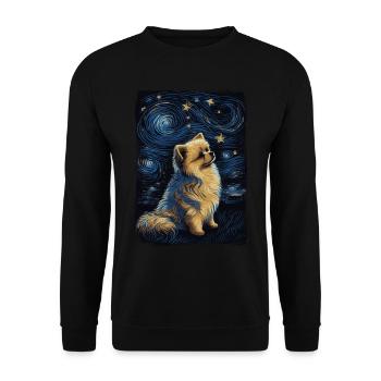 Zwergspitz Starry Night - Unisex Pullover - Schwarz - Vorne - Alina (178cm) & Michal (187cm)