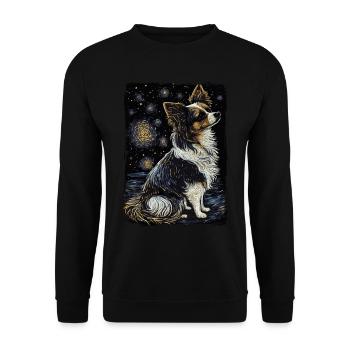 Papillon Hund Starry Night - Unisex Pullover - Schwarz - Vorne - Alina (178cm) & Michal (187cm)