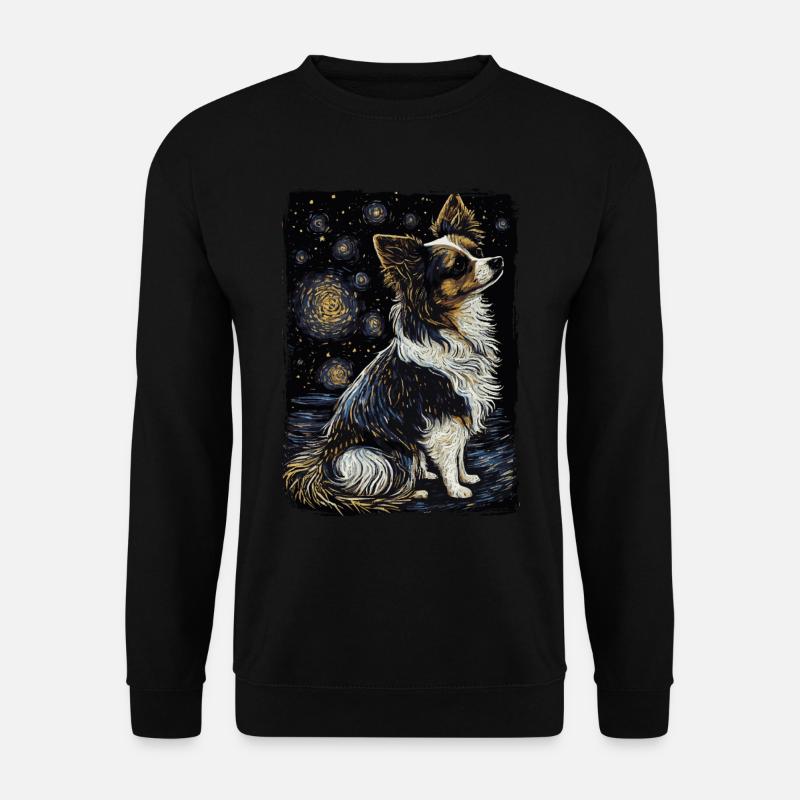 Papillon Dog Starry Night - Unisex Sweatshirt - black