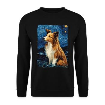 Shetland Shepherd Starry Night - Unisex Sweatshirt - black - Front - Alina (178cm) & Michal (187cm)