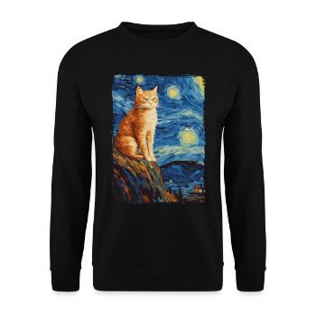 Cat Starry Night - Unisex Sweatshirt - black - Front - Alina (178cm) & Michal (187cm)