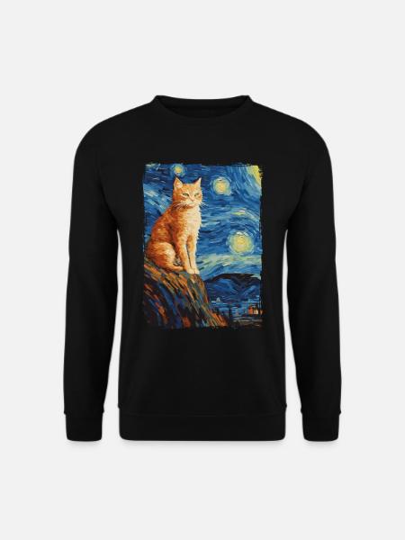 Chat Nuit étoilée - Sweat-shirt Unisexe - noir