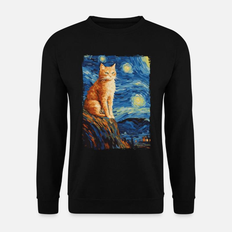 Chat Nuit étoilée - Sweat-shirt Unisexe - noir