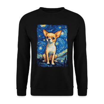 Chihuahua Starry Night - Unisex Pullover - Schwarz - Vorne - Alina (178cm) & Michal (187cm)