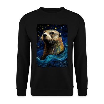 Otter Starry Night - Unisex Pullover - Schwarz - Vorne - Alina (178cm) & Michal (187cm)
