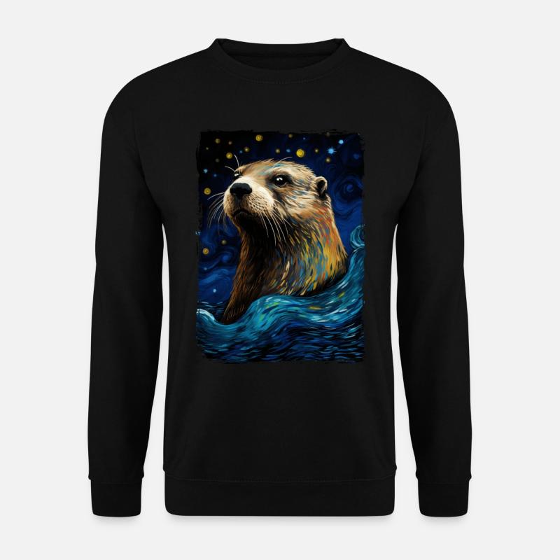Otter Starry Night - Unisex Sweatshirt - black