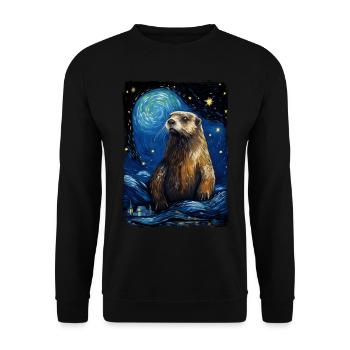 Otter Starry Night - Unisex Pullover - Schwarz - Vorne - Alina (178cm) & Michal (187cm)