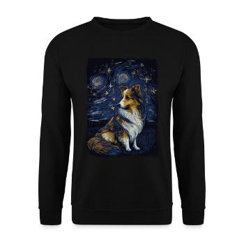 Shetland Shepherd Starry Night - Unisex Sweatshirt - black - Front - Alina (178cm) & Michal (187cm)