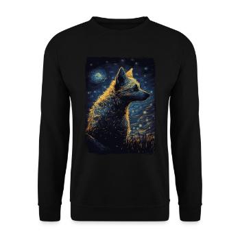 Hyäne Starry Night - Unisex Pullover - Schwarz - Vorne - Alina (178cm) & Michal (187cm)