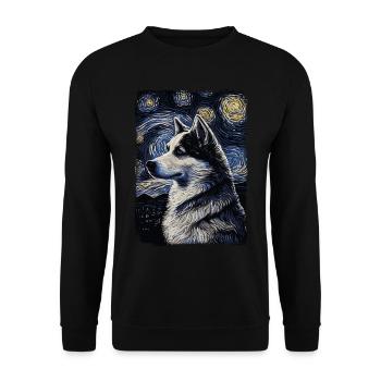 Husky Starry Night - Unisex Pullover - Schwarz - Vorne - Alina (178cm) & Michal (187cm)
