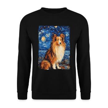 Shetland Shepherd Starry Night - Unisex Sweatshirt - black - Front - Alina (178cm) & Michal (187cm)