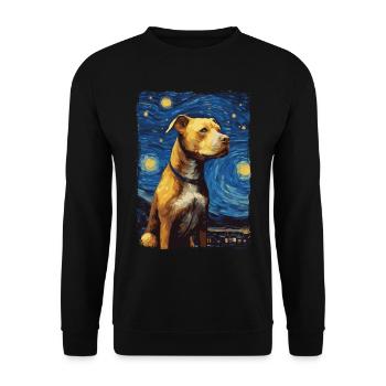 Pitbull Dog Starry Night - Unisex Sweatshirt - black - Front - Alina (178cm) & Michal (187cm)