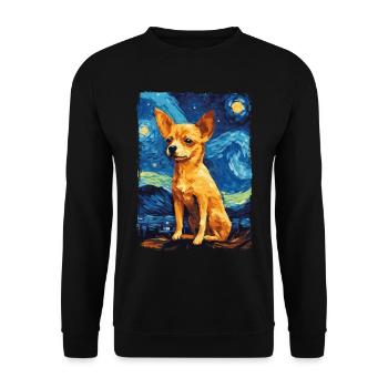 Chihuahua Starry Night - Unisex Pullover - Schwarz - Vorne - Alina (178cm) & Michal (187cm)