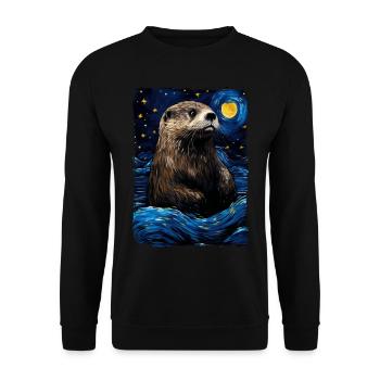 Otter Starry Night - Unisex Pullover - Schwarz - Vorne - Alina (178cm) & Michal (187cm)