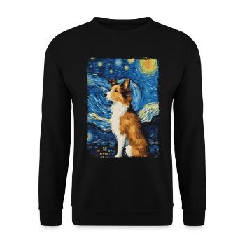 Shetland Shepherd Starry Night - Unisex Sweatshirt - black - Front - Alina (178cm) & Michal (187cm)