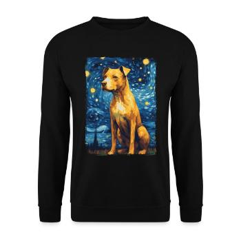 Pitbull Dog Starry Night - Unisex Sweatshirt - black - Front - Alina (178cm) & Michal (187cm)