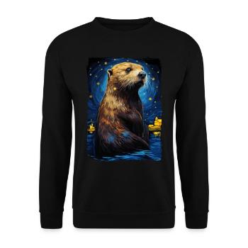 Otter Starry Night - Unisex Pullover - Schwarz - Vorne - Alina (178cm) & Michal (187cm)
