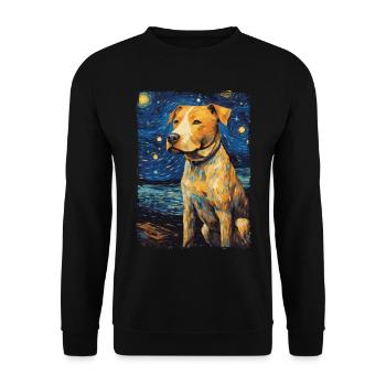 Pitbull Dog Starry Night - Unisex Sweatshirt - black - Front - Alina (178cm) & Michal (187cm)