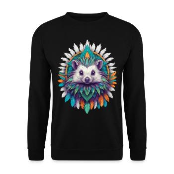 Hérisson Mandala puissance spirituelle Animal Design - Sweat-shirt Unisexe - noir - Devant - Alina (178cm) & Michal (187cm)
