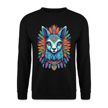 Spiritual Alpaca Mandala Festival Design - Unisex Sweatshirt - black - Front - Alina (178cm) & Michal (187cm)