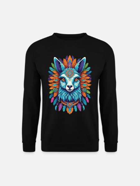 Spirituelles Alpaka Mandala Festival Design - Unisex Pullover - Schwarz