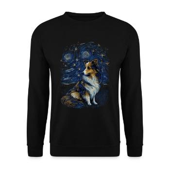 Shetland Shepherd Starry Night - Unisex Sweatshirt - black - Front - Alina (178cm) & Michal (187cm)